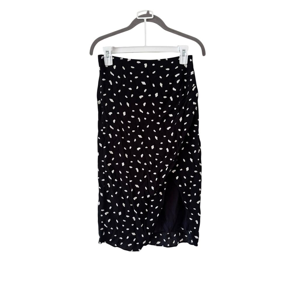 Abercrombie & Fitch Wrap Midi Skirt Black White Polka Dot XS Side Slit Women - Picture 2 of 9